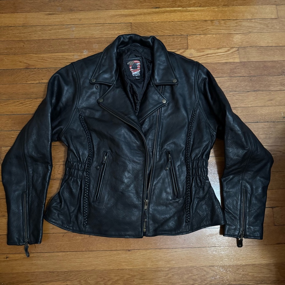 American Rider Biker Motorcycle Leather Jacket XL